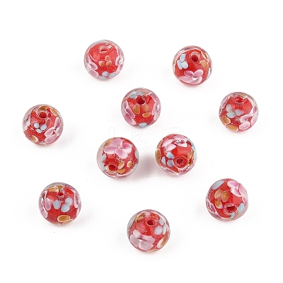 10Pcs Round Lampwork Beads LAMP-YW0001-60D-1