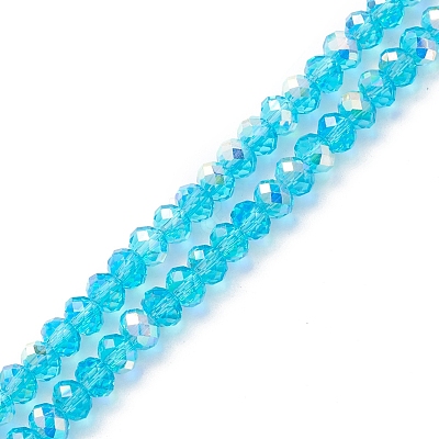 Electroplate Transparent Glass Beads Strands EGLA-K015-07A-1
