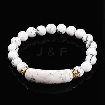 Natural Howlite Beads Stretch Bracelets BJEW-T022-04O-1