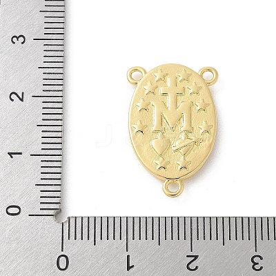 Brass Virgin Miraculous Medal Oval Chandelier Component Links KK-P294-03G-1