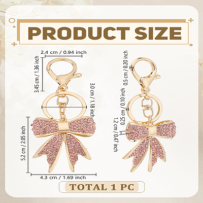 1Pc Alloy Rhinestone Bowknot Keychains KEYC-LP0001-36-1