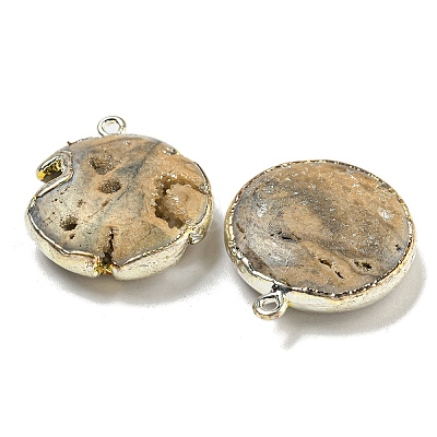 Electroplated Natural Druzy Agate Pendants G-A229-01-1