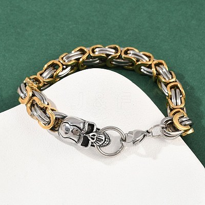9MM 201 Stainless Steel Skull Byzantine Chain Bracelets for Men Women BJEW-B143-07ASG-1