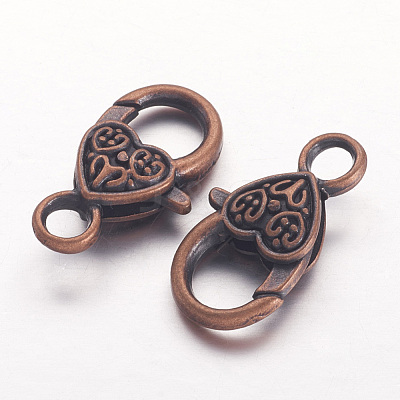 Tibetan Style Heart Lobster Claw Clasps X-K08Y0061-1