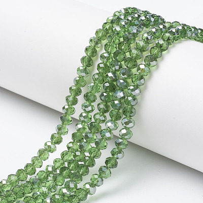 Electroplate Transparent Glass Beads Strands EGLA-A034-T6mm-E-1
