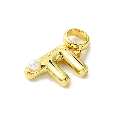 Rack Plating Brass with ABS Plastic Pearl European Dangle Charms KK-G501-02F-G-1