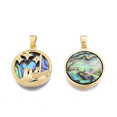 Synthetic Abalone Shell/Paua Shell Pendants KK-A165-12G-1