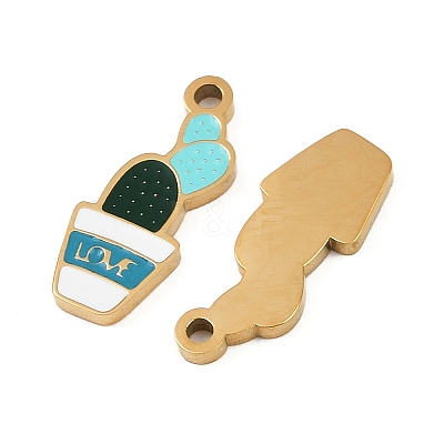 304 Stainless Steel Enamel Pendants STAS-C137-03A-G-1