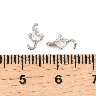 Brass Pave Clear Cubic Zirconia Flat Round Connector Charms KK-H538-21A-P-1