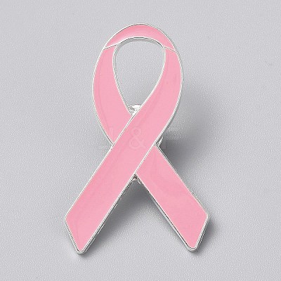 October Breast Cancer Pink Awareness Ribbon Enamel Pins JEWB-WH0010-63P-02-1