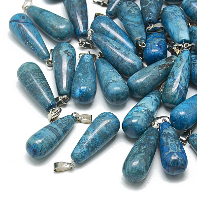 Dyed Natural Blue Agate Pendants X-G-T081-23-1