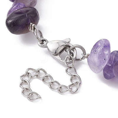 Natural Amethyst Chips Beaded Bracelet BJEW-JB09686-01-1