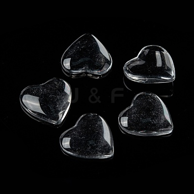 Transparent Glass Heart Cabochons X-GGLA-R021-20mm-1