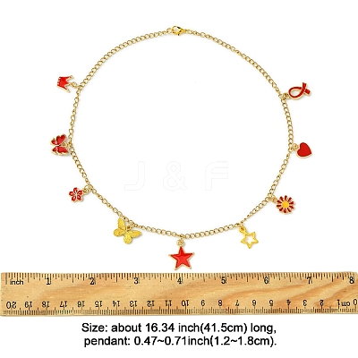 Star Flower Butterfly Ribbon Crown 304 Stainless Steel Cable Chain Necklaces NJEW-FS00010-1