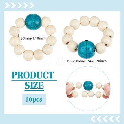 10Pcs Round Wood Beaded Napkin Rings HJEW-PH02431-01-1