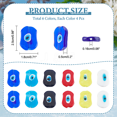 24Pcs 6 Colors Handmade Evil Eye Lampwork Beads LAMP-NB0001-77-1