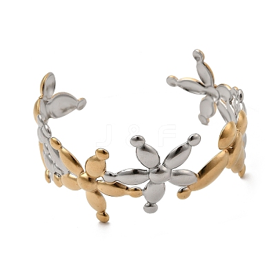 304 Stainless Steel Cuff Bangles for Women BJEW-G757-07GP-1