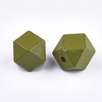 Painted Natural Wooden Beads WOOD-Q040-017A-05-1
