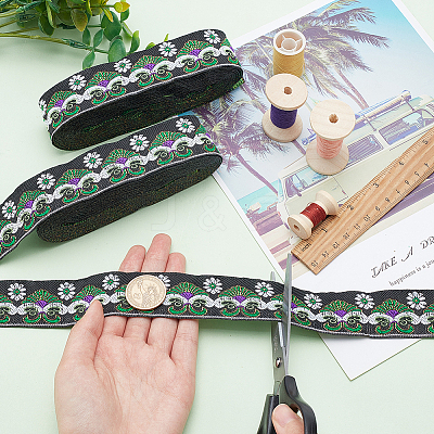 Ethnic Style Embroidery Polyester Ribbons OCOR-WH0070-10D-02-1