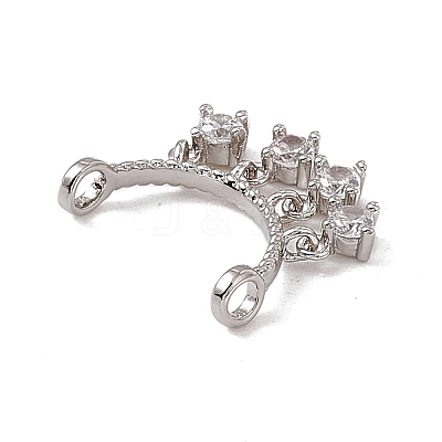Rack Plating Brass Pave Clear Cubic Zirconia Connector Charms KK-C007-32P-1