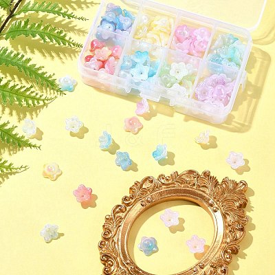 120Pcs 8 Colors UV Plating Iridescent Acrylic Bead Caps OACR-FS0001-64-1