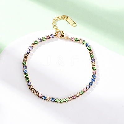 304 Stainless Steel Rhinestone Cup Chain Bracelets for Women BJEW-G753-01G-03-1