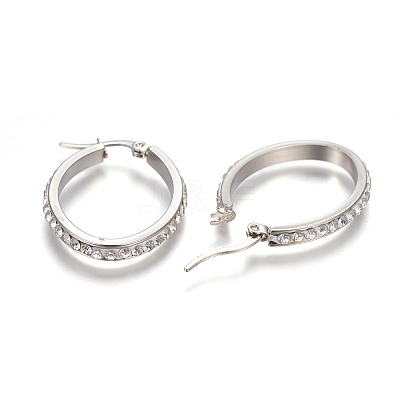 201 Stainless Steel Hoop Earrings LS-EJEW-A055-08P-1