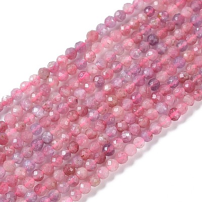 Natural Pink Tourmaline Beads Strands X-G-N342-33-1