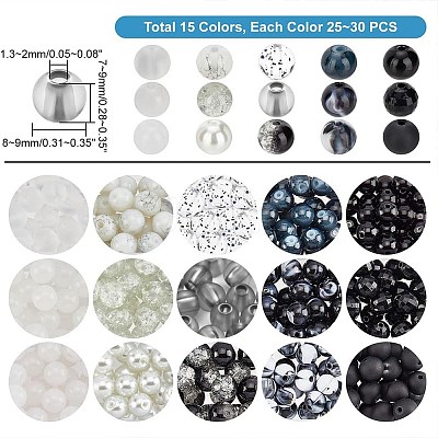 Acrylic & Glass Round Beads CCG-PH0001-03-1