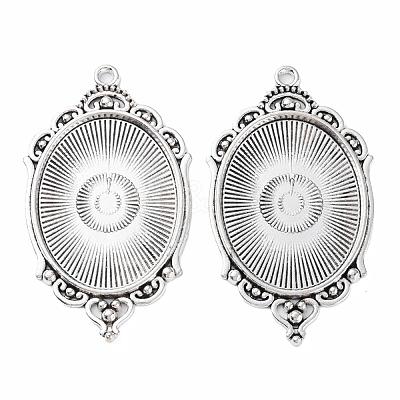 Tibetan Style Alloy Pendant Cabochon Settings TIBEP-R304-016AS-LF-1