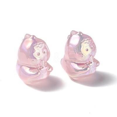 UV Plating Rainbow Iridescent Acrylic Beads PACR-M003-15-1