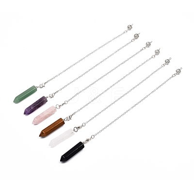 Natural Gemstone Pointed Dowsing Pendulums G-I284-E-1