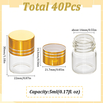 40Pcs Clear Glass Bottles Bead Containers CON-SC0001-15B-01-1