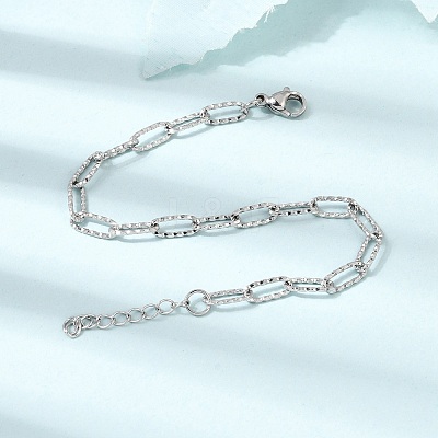 4MM 304 Stainless Steel Textured Paperclip Chain Bracelets for Man and Women SA-CBAB767-08P-1