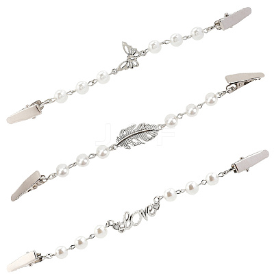 3Pcs 3 Styles Platinum Alloy Sweater Clips AJEW-GF0011-39-1