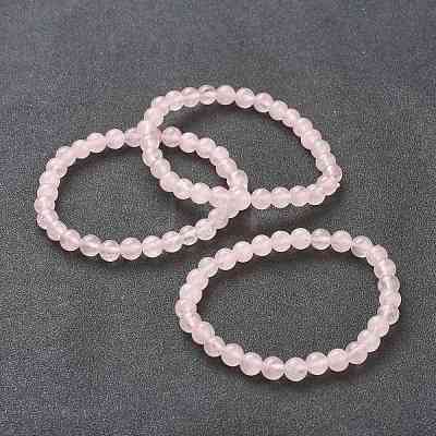 Natural Rose Quartz Beaded Stretch Bracelets BJEW-A117-B-11-1