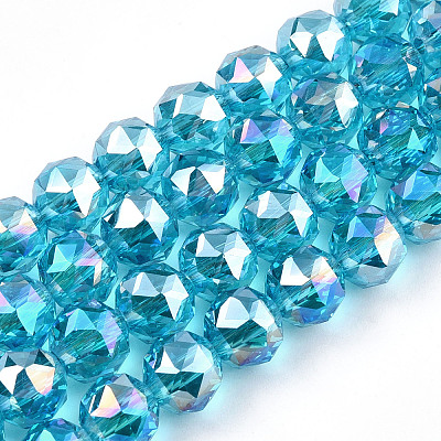 Electroplate Transparent Glass Beads Strands EGLA-N002-34C-C13-1