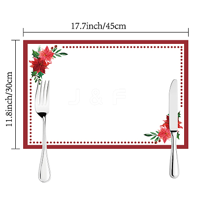Rectangle with  Flower Pattern Cotton Linen Cloth Table Mat AJEW-WH0196-004-1