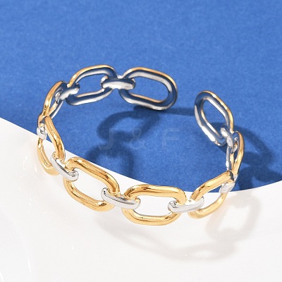 304 Stainless Steel Cuff Bangles for Women BJEW-G757-04GP-1