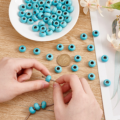100Pcs Dyed Synthetic Turquoise European Beads SPDL-PH0001-03-1