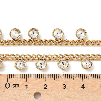 304 Stainless Steel Rhinestone Flat Round Tassel Twisted Chain Necklaces for Women NJEW-V010-01G-03-1