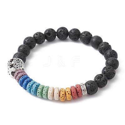 Dyed Natural Lava Rock Beaded Stretch Bracelets for Women BJEW-JB09670-1