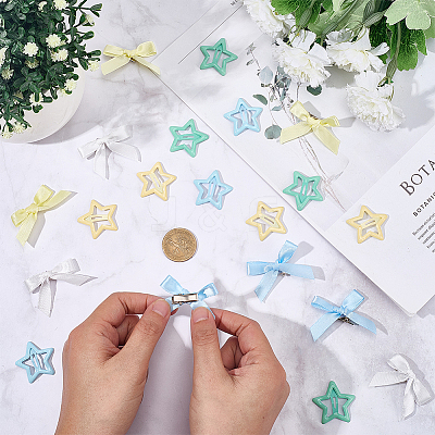 12Pcs Star Iron Snap Hair Clips OHAR-CP0001-24B-1