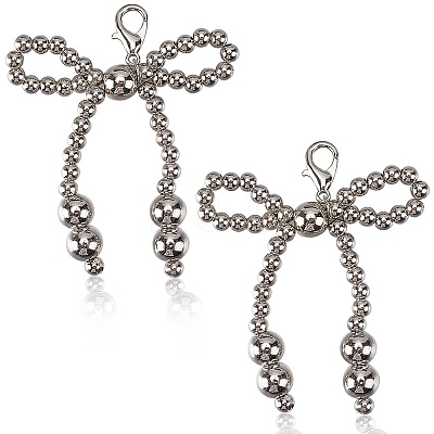 Plastic Imitation Pearl Bowknot Shoe Charms DIY-WH20002-152C-1