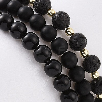 6Pcs 6 Style Natural Mixed Gemstone Beaded Stretch Bracelets Set BJEW-JB09117-1