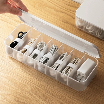 7 Grids ABS Plastic with PS Plastic USB Cable Organizer Storage Adjustable Dividers Boxes CON-WH0095-162-1