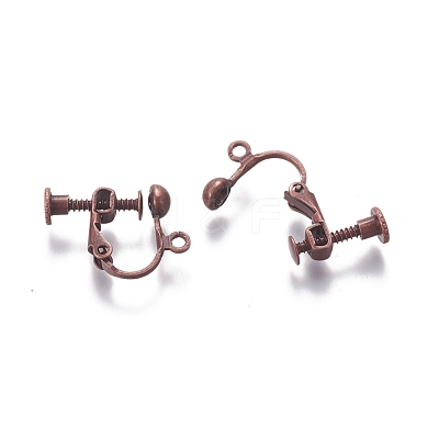 Rack Plated Brass Screw Clip-on Earring Findings KK-P169-04R-1