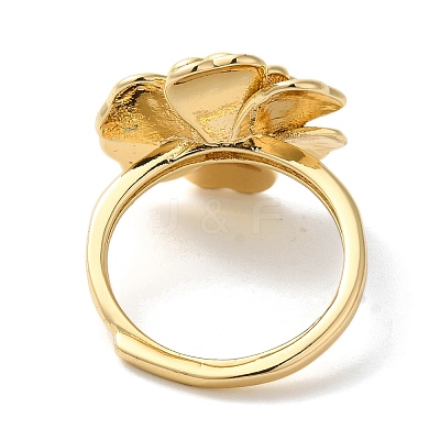 Rack Plating Flower Brass Micro Pave Clear Cubic Zirconia Adjustable Rings RJEW-S413-02G-1