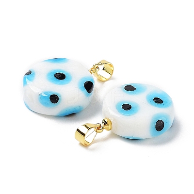 Handmade Evil Eye Lampwork Pendants LAMP-F030-01G-07-1