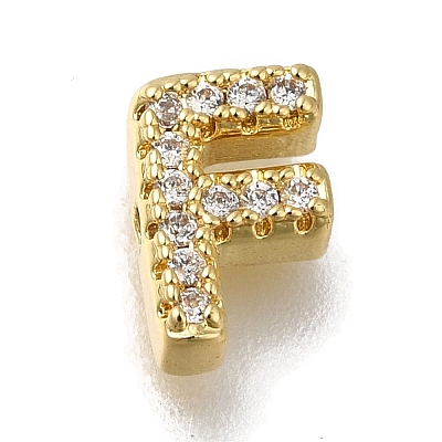 Rack Plating Brass Micro Pave Clear Cubic Zirconia Beads KK-G500-30G-F-1